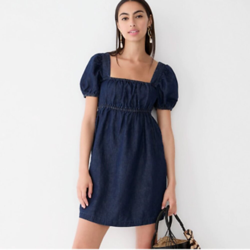 J. Crew Square Neck Denim Mini Jean Dress Size 00